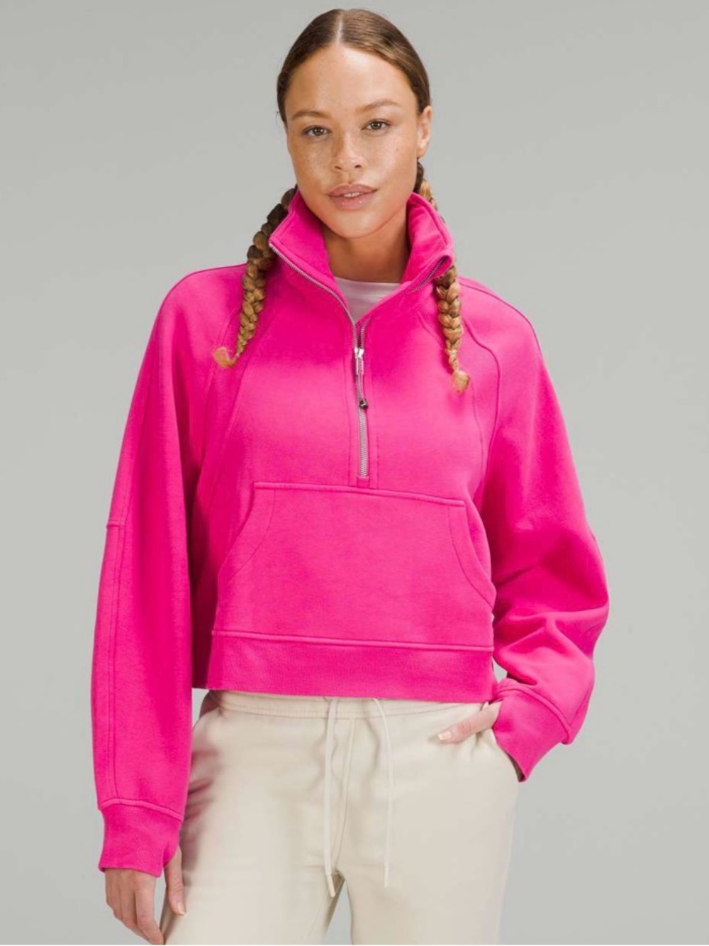 Lululemon Scuba Oversized Funnel Neck Half Zip in Sonic Pink